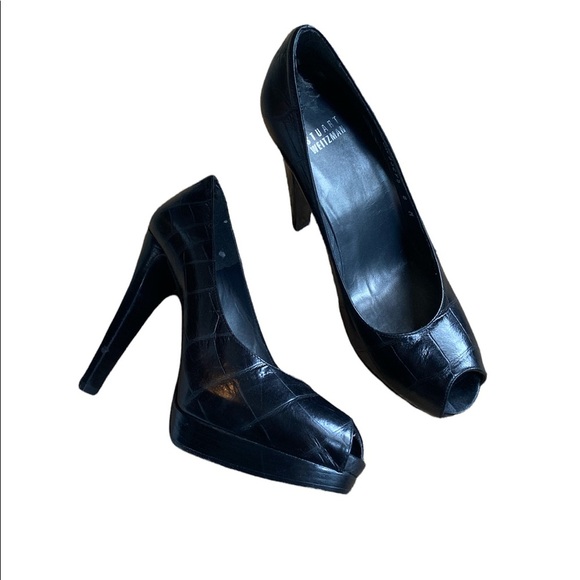 Stuart Weitzman Platform Black Heels Size 8 - Picture 2 of 5